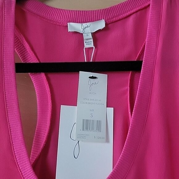 NWT Joie Alicia Silk Tank Top S Pink Fuchsia RacerBack Office Layering Blouse - Picture 5 of 7